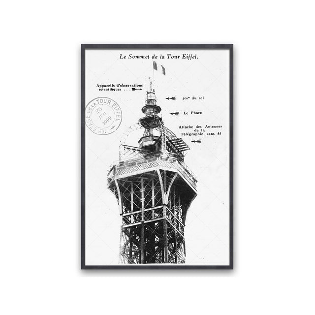 1912 EIFFEL TOWER SUMMIT Postcard - Foundry
