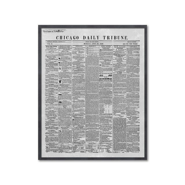 CHICAGO DAILY TRIBUNE - First Issue, 1849 - Foundry