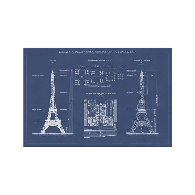 EIFFEL TOWER  - ELEVATION, DIAGRAMMES, EMPLACEMENT A L'EXPOSITION - Foundry