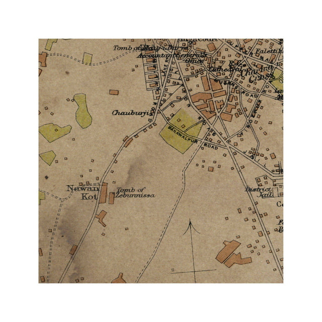 LAHORE, PAKISTAN Map, Circa 1897 - Foundry