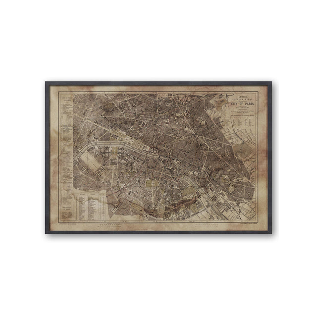 LETTS MAP of PARIS, 1883 - Foundry