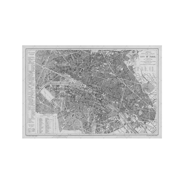 LETTS MAP of PARIS, 1883 - Foundry