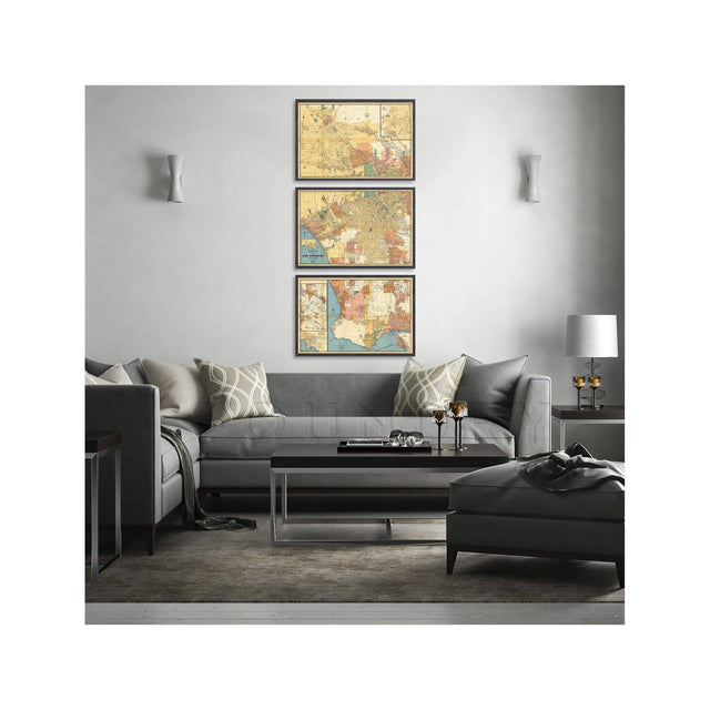LOS ANGELES California Map - Triptych - Foundry