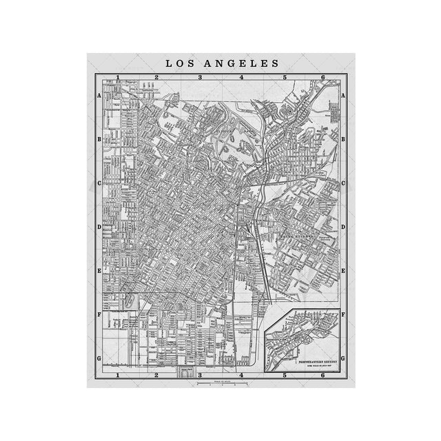 MAP of LOS ANGELES, Circa 1900s - Foundry