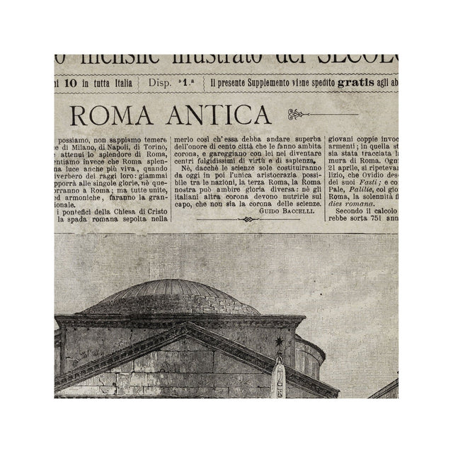 Old Italian Newspaper - ROMAN PANTHEON, Circa 1887 - Foundry