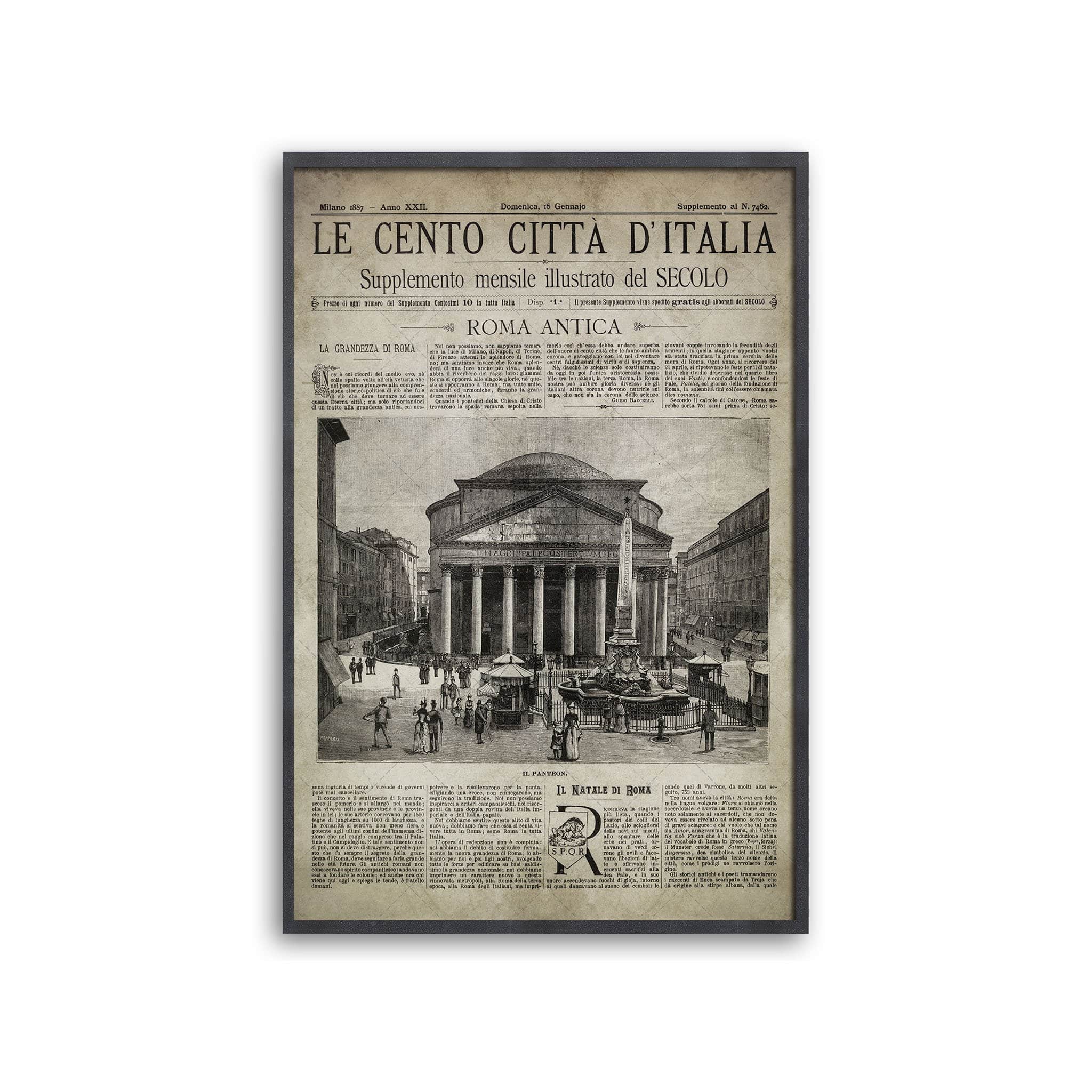 Newspaper In Rome Old Italian Newspaper - Roma Pantheon, 1887 – Foundry