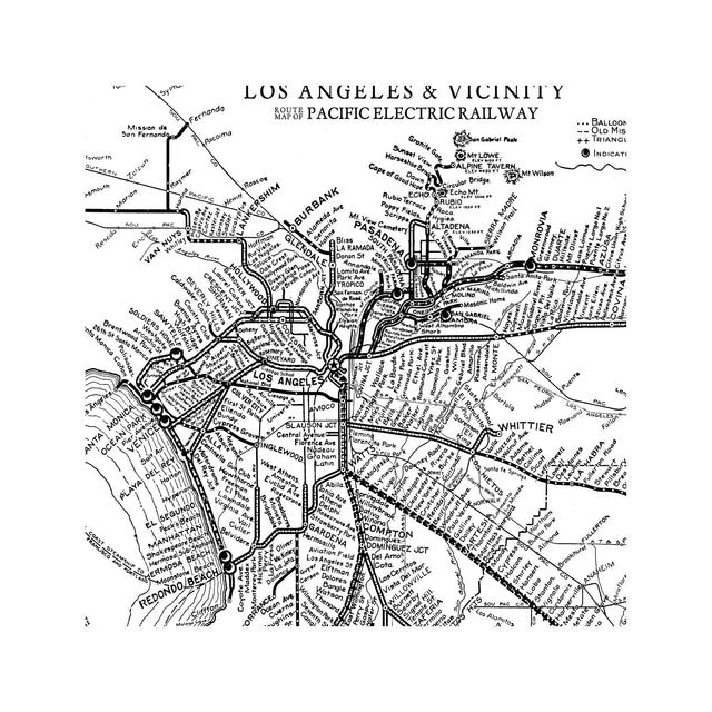 ROUTE MAP of the PACIFIC ELECTRIC RAILWAY - LOS ANGELES and VICINITY - Foundry