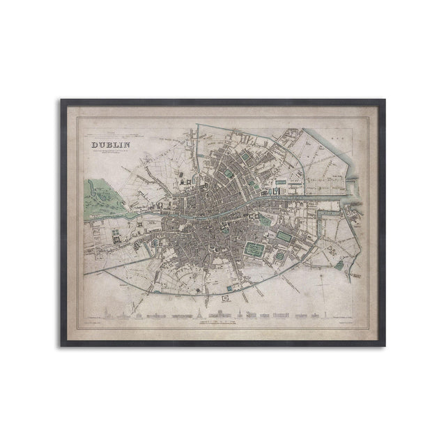 SDUK MAP of DUBLIN, Ireland, Circa 1800s - Foundry
