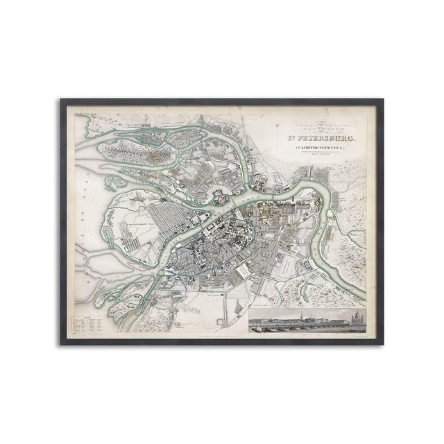 SDUK MAP of ST. PETERSBURG, Russia, Circa 1800s - Foundry