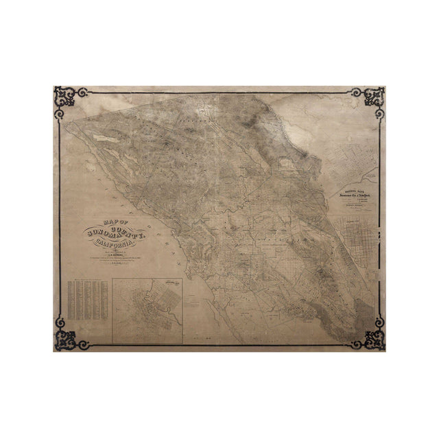 SONOMA COUNTY Map, Circa 1866 - Foundry