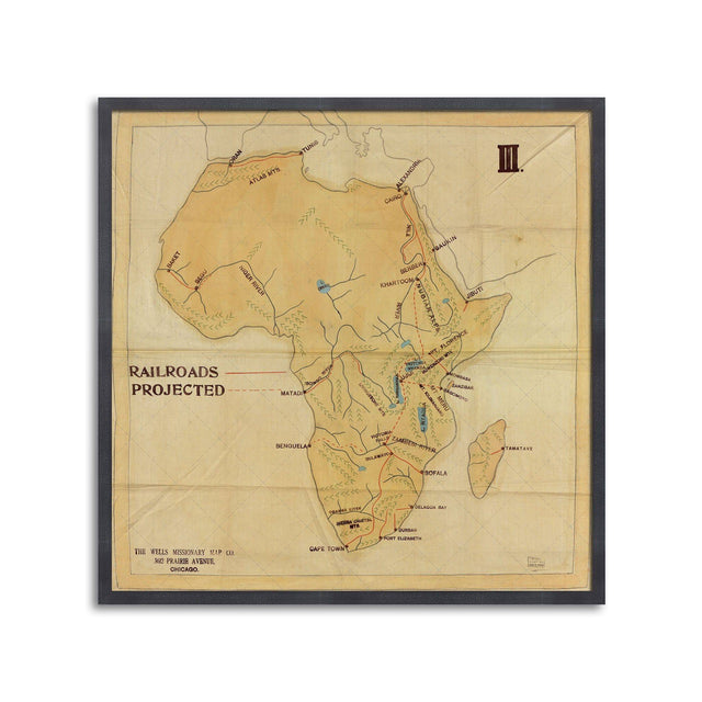 The WELLS MISSIONARY Map - RAILROADS of AFRICA - Foundry